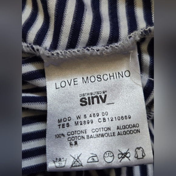 Love Moschino Navy and White Striped Lightweight Cotton VNeck Dress. Size 2 - Picture 9 of 9
